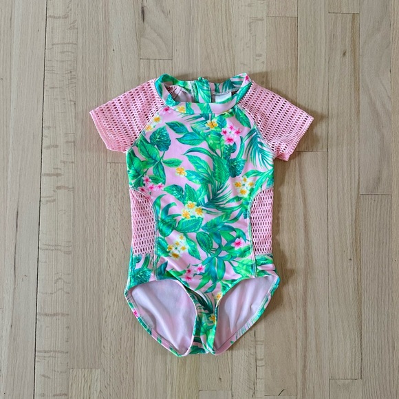 Cat & Jack Tropical Print Swimsuit, Size Small (6/6X) - Picture 2 of 7